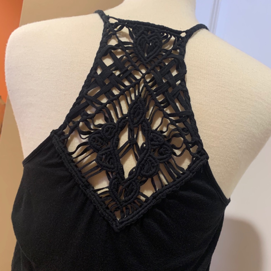 Ella Moss Black Crochet Racer Back Dress